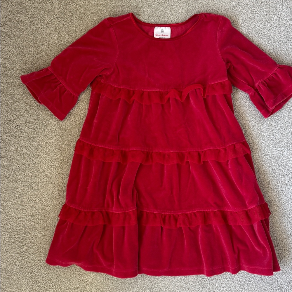 Hanna Andersson 110 5T 5 Dress Tulle Velour Red
